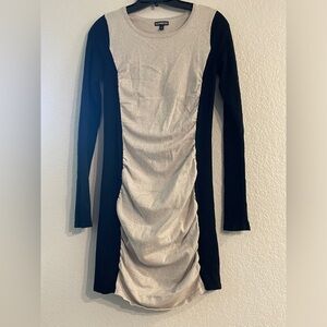 Express Women Long Sleeve Sheath Dress Black & shimmery silver Size S.